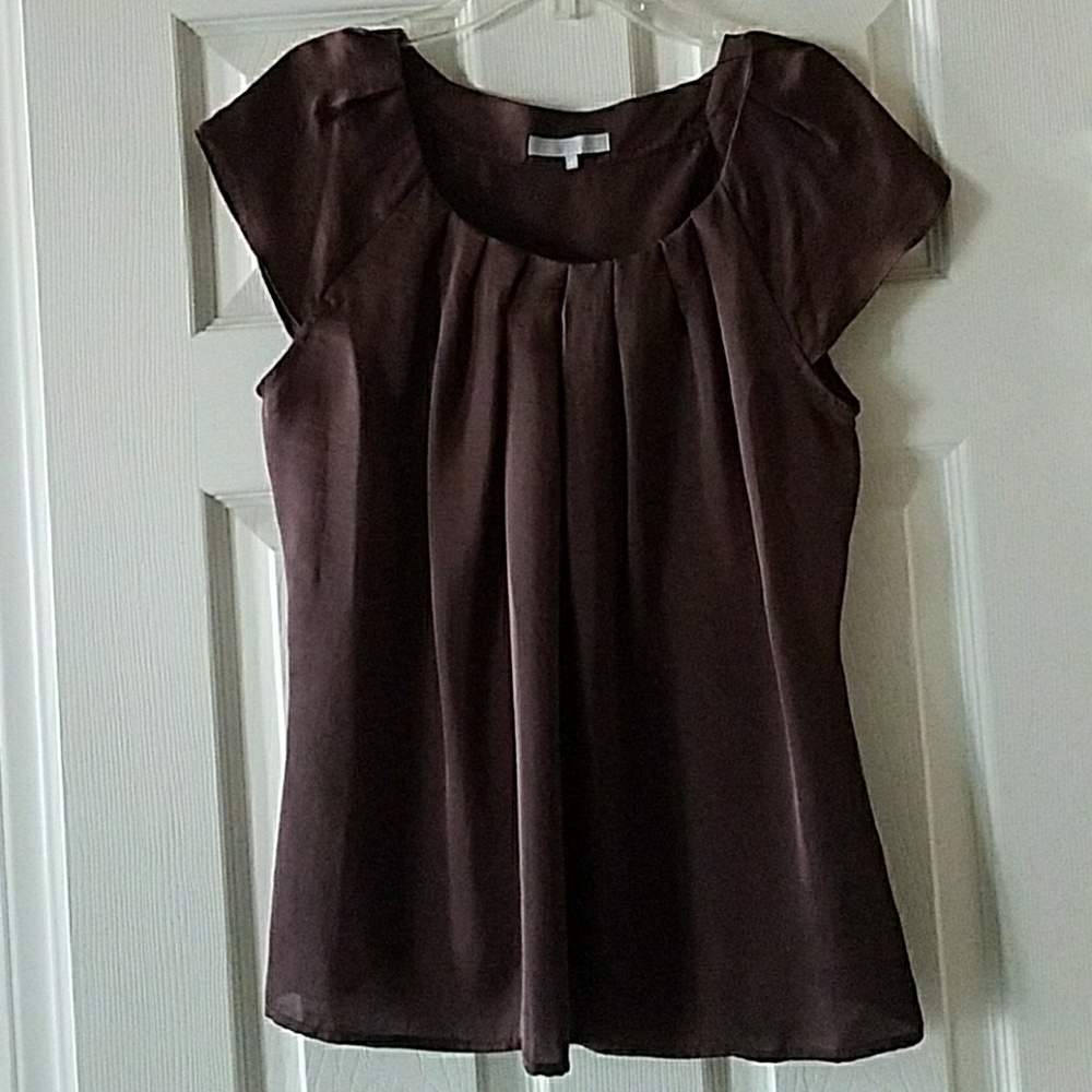 Short sleeve polyester, brown, blouse